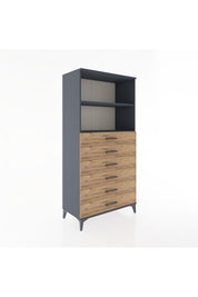 Hyperion Dolap 2 Raflı 6 Çekmeceli 88x44x182 Antrasit-Çam