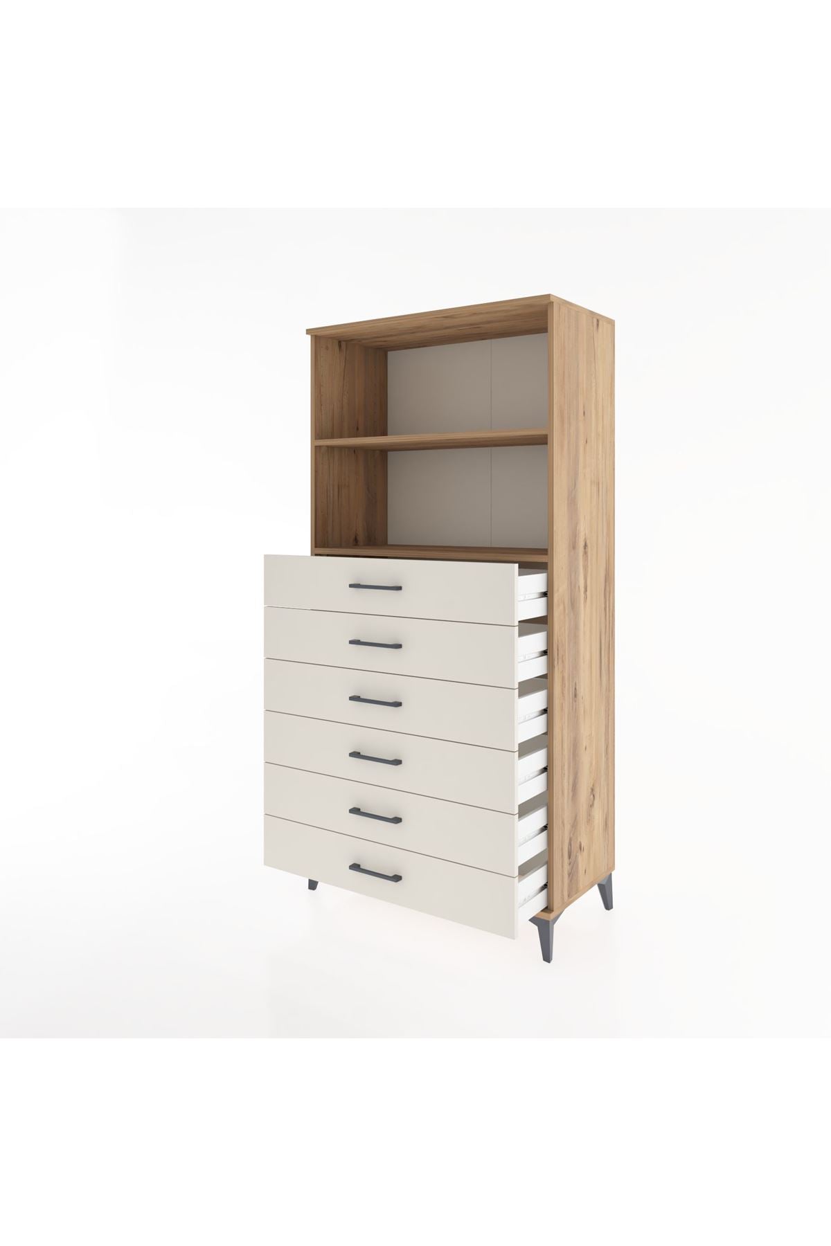 Hyperion Dolap 2 Raflı 6 Çekmeceli 88x44x182 Çam-Aytaşı