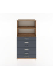 Hyperion Dolap 2 Raflı 6 Çekmeceli 88x44x182 Çam-Antrasit