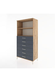 Hyperion Dolap 2 Raflı 6 Çekmeceli 88x44x182 Çam-Antrasit