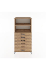 Hyperion Dolap 2 Raflı 6 Çekmeceli 88x44x182 Çam-Çam