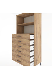 Hyperion Dolap 2 Raflı 6 Çekmeceli 88x44x182 Çam-Çam