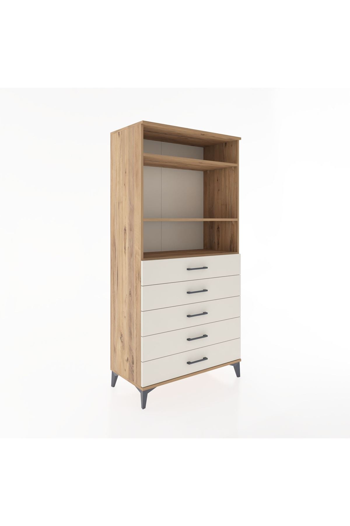 Hyperion Dolap 3 Raflı 5 Çekmeceli 88x44x182 - S57M035V7B