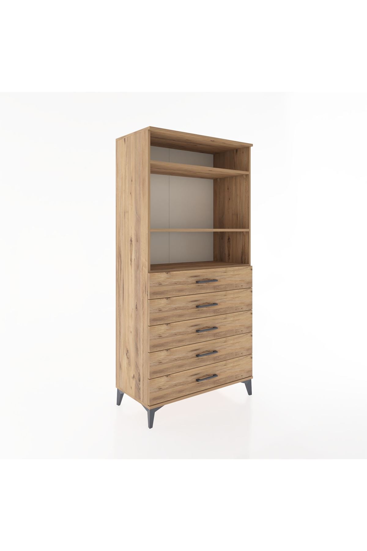 Hyperion Dolap 3 Raflı 5 Çekmeceli 88x44x182 - S57M035V9B