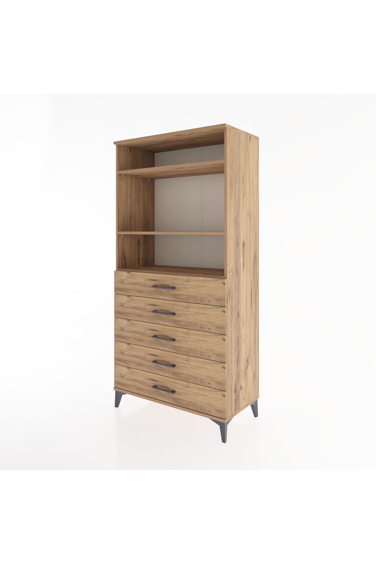 Hyperion Dolap 3 Raflı 5 Çekmeceli 88x44x182 - S57M035V9B