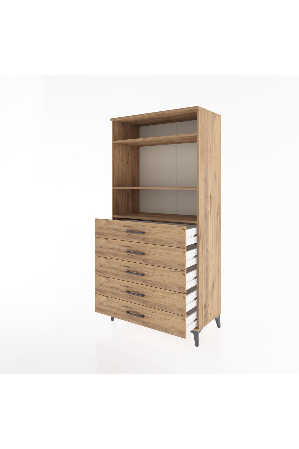 Hyperion Dolap 3 Raflı 5 Çekmeceli 88x44x182 - S57M035V9B