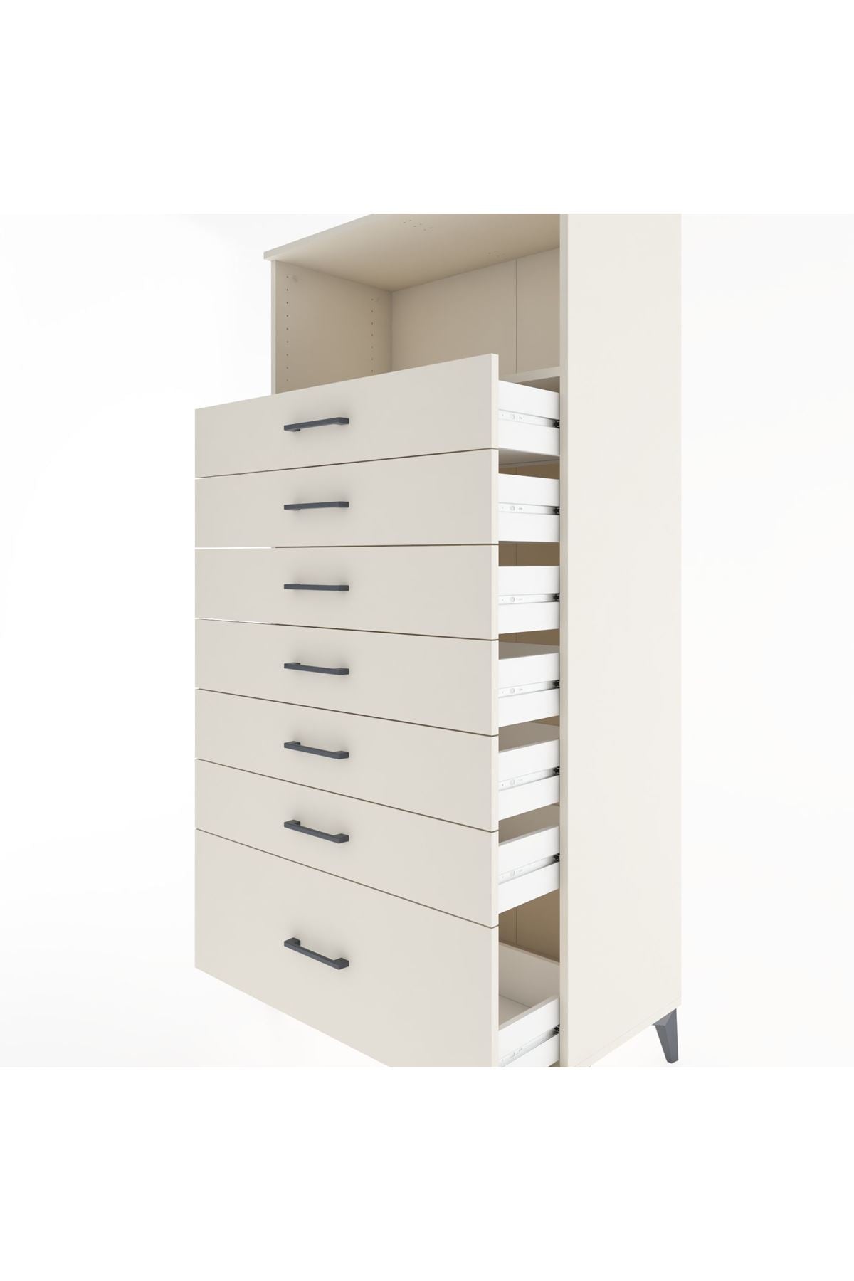 Hyperion Dolap Tek Raflı 7 Çekmeceli 88x44x182 - S57M038V1B