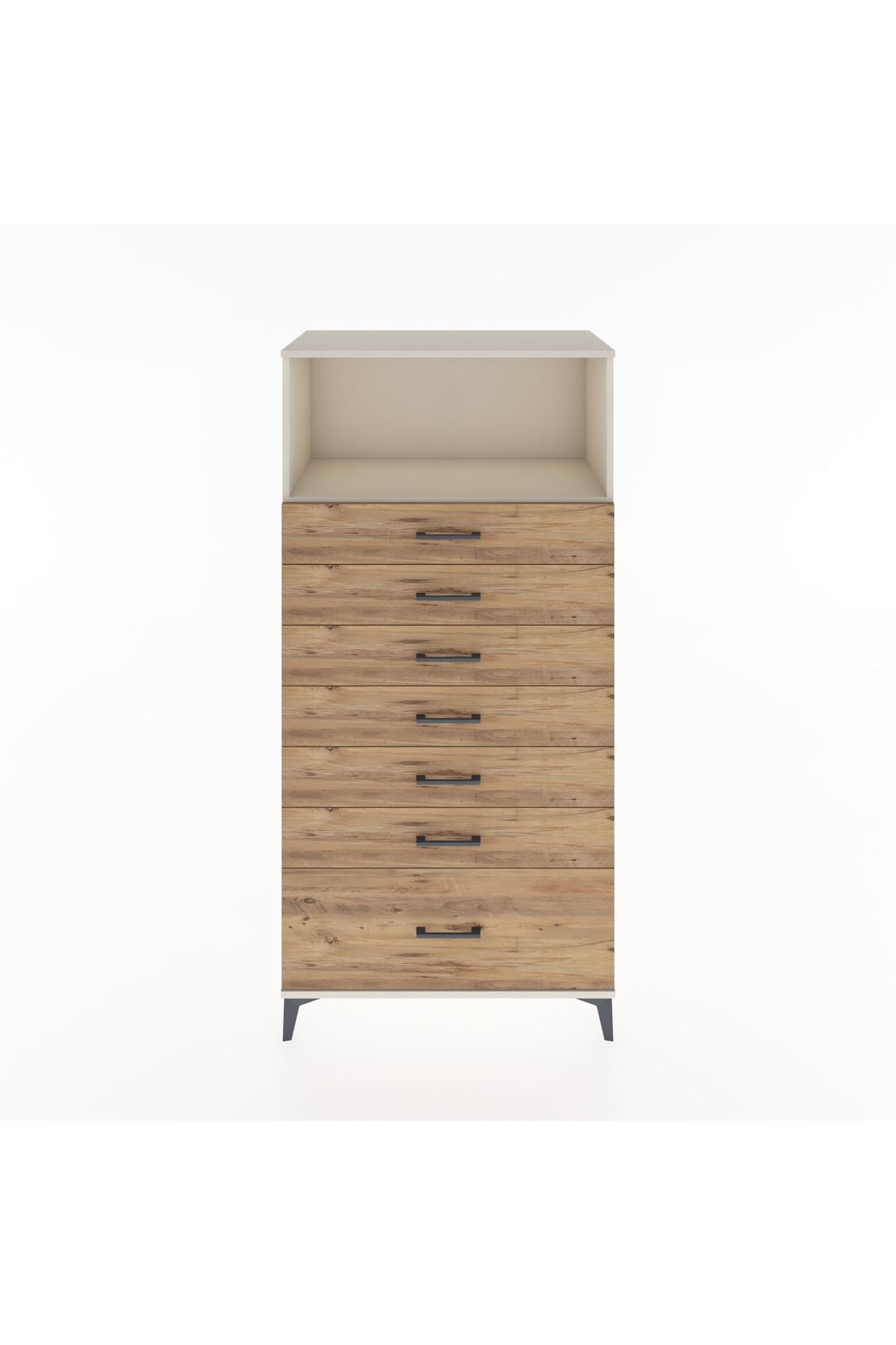 Hyperion Dolap Tek Raflı 7 Çekmeceli 88x44x182 - S57M038V3B