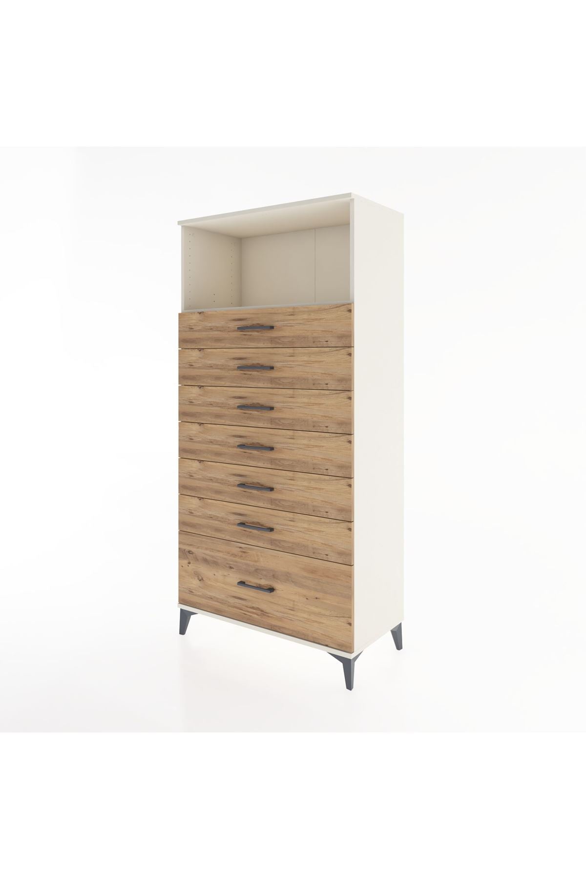 Hyperion Dolap Tek Raflı 7 Çekmeceli 88x44x182 - S57M038V3B
