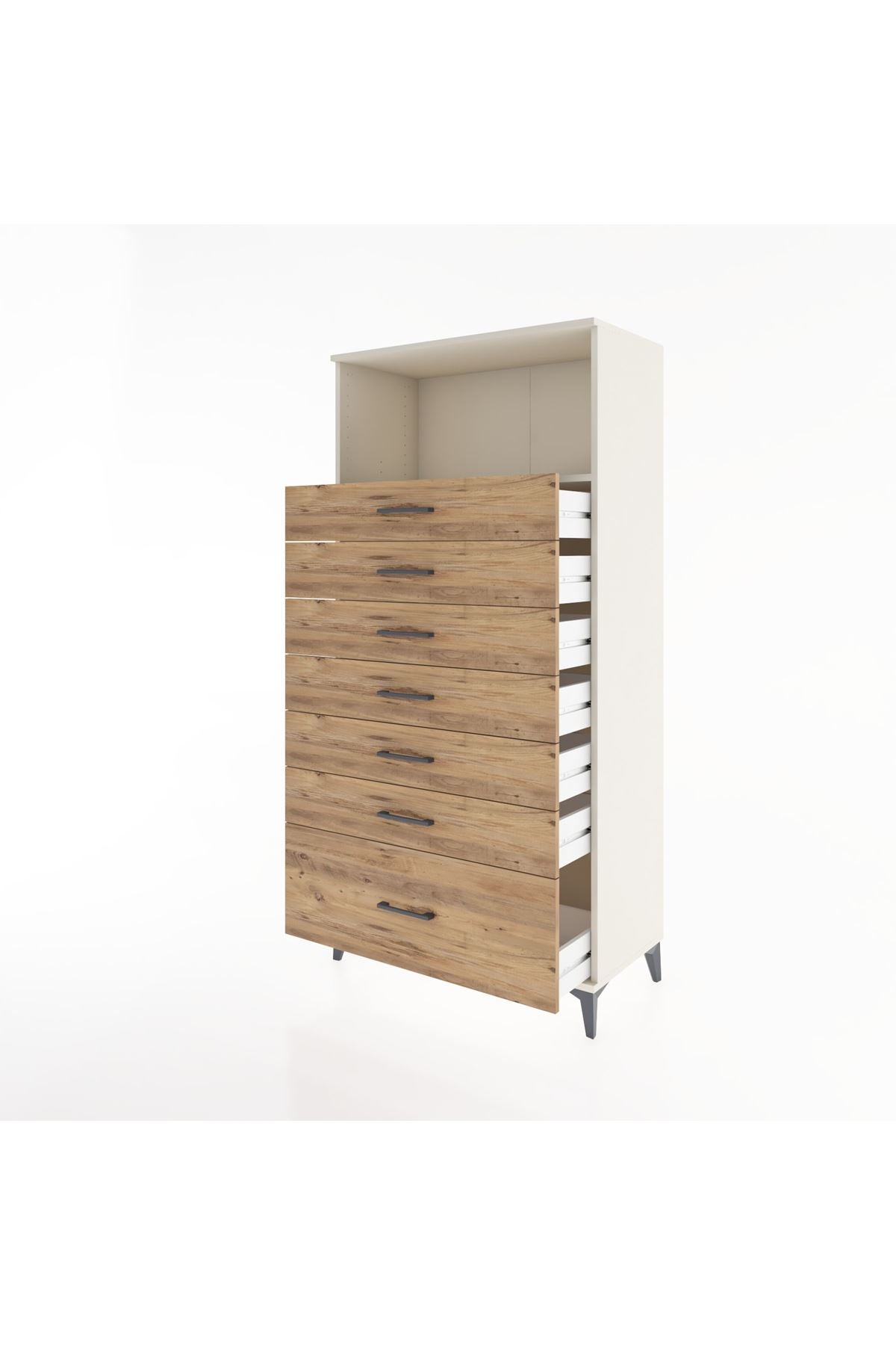 Hyperion Dolap Tek Raflı 7 Çekmeceli 88x44x182 - S57M038V3B