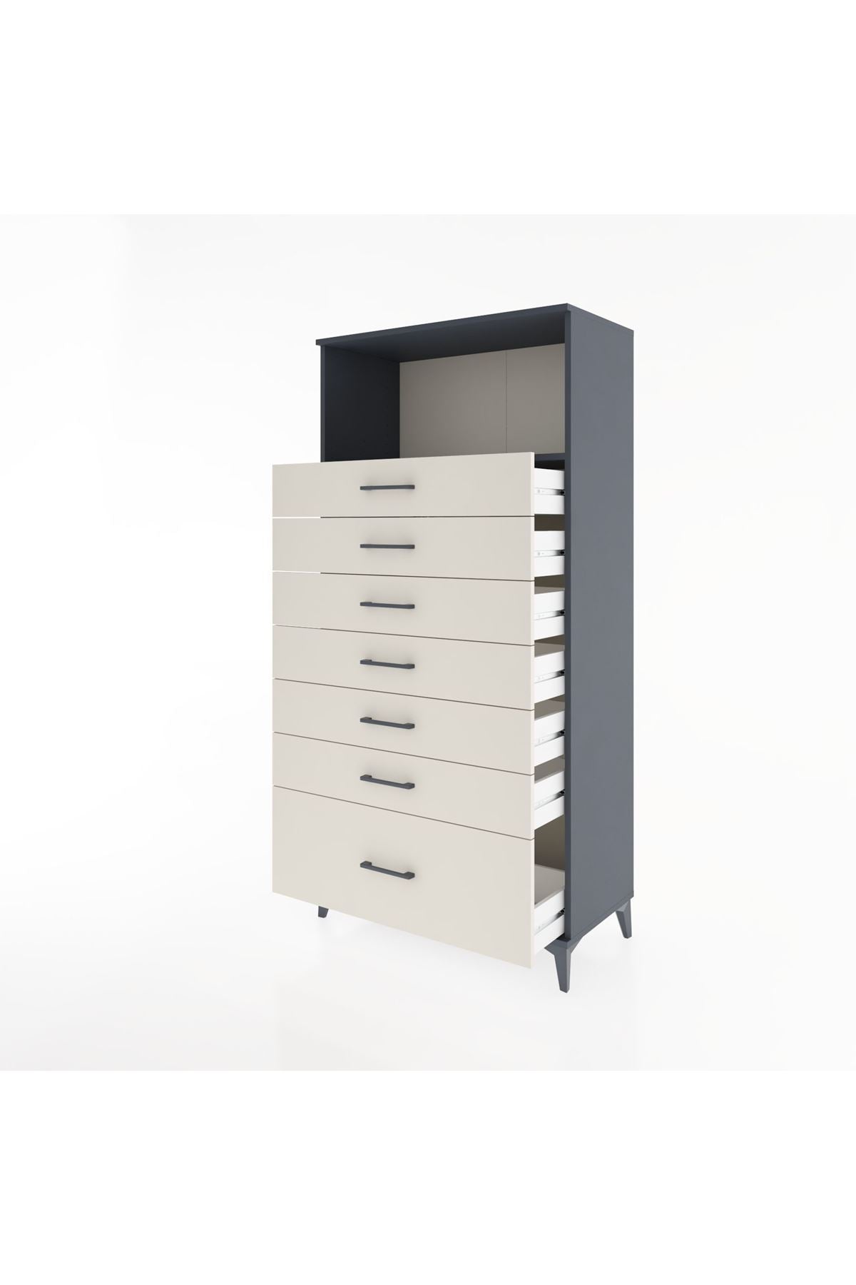 Hyperion Dolap Tek Raflı 7 Çekmeceli 88x44x182 - S57M038V4B