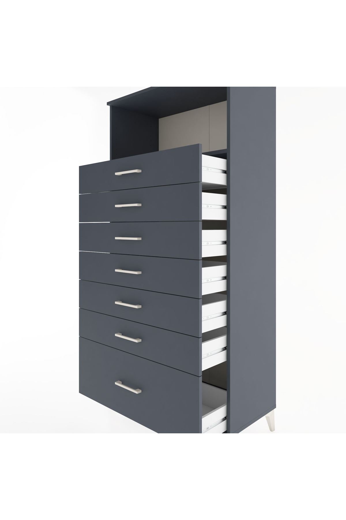 Hyperion Dolap Tek Raflı 7 Çekmeceli 88x44x182 - S57M038V5B