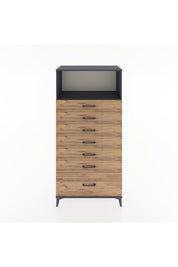 Hyperion Dolap Tek Raflı 7 Çekmeceli 88x44x182 - S57M038V6B