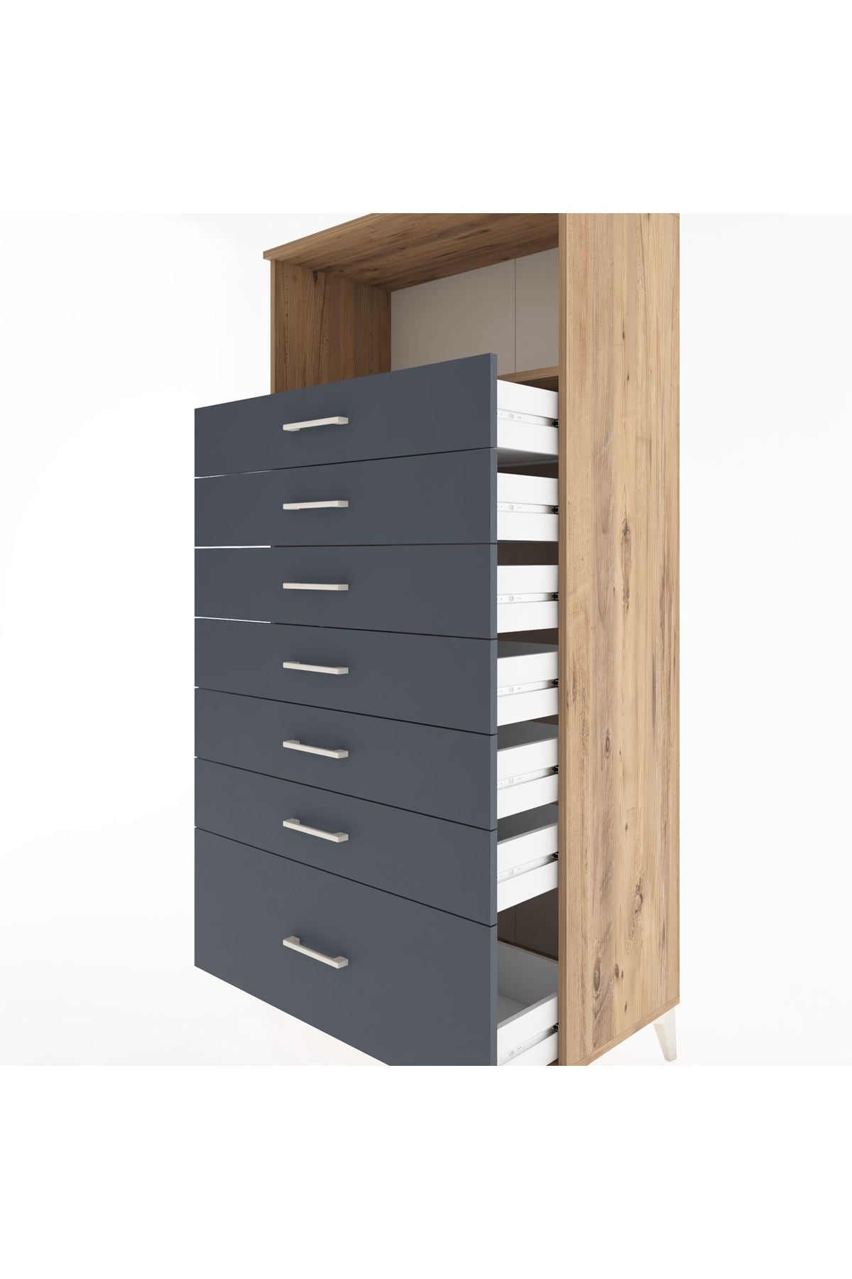 Hyperion Dolap Tek Raflı 7 Çekmeceli 88x44x182 - S57M038V8B