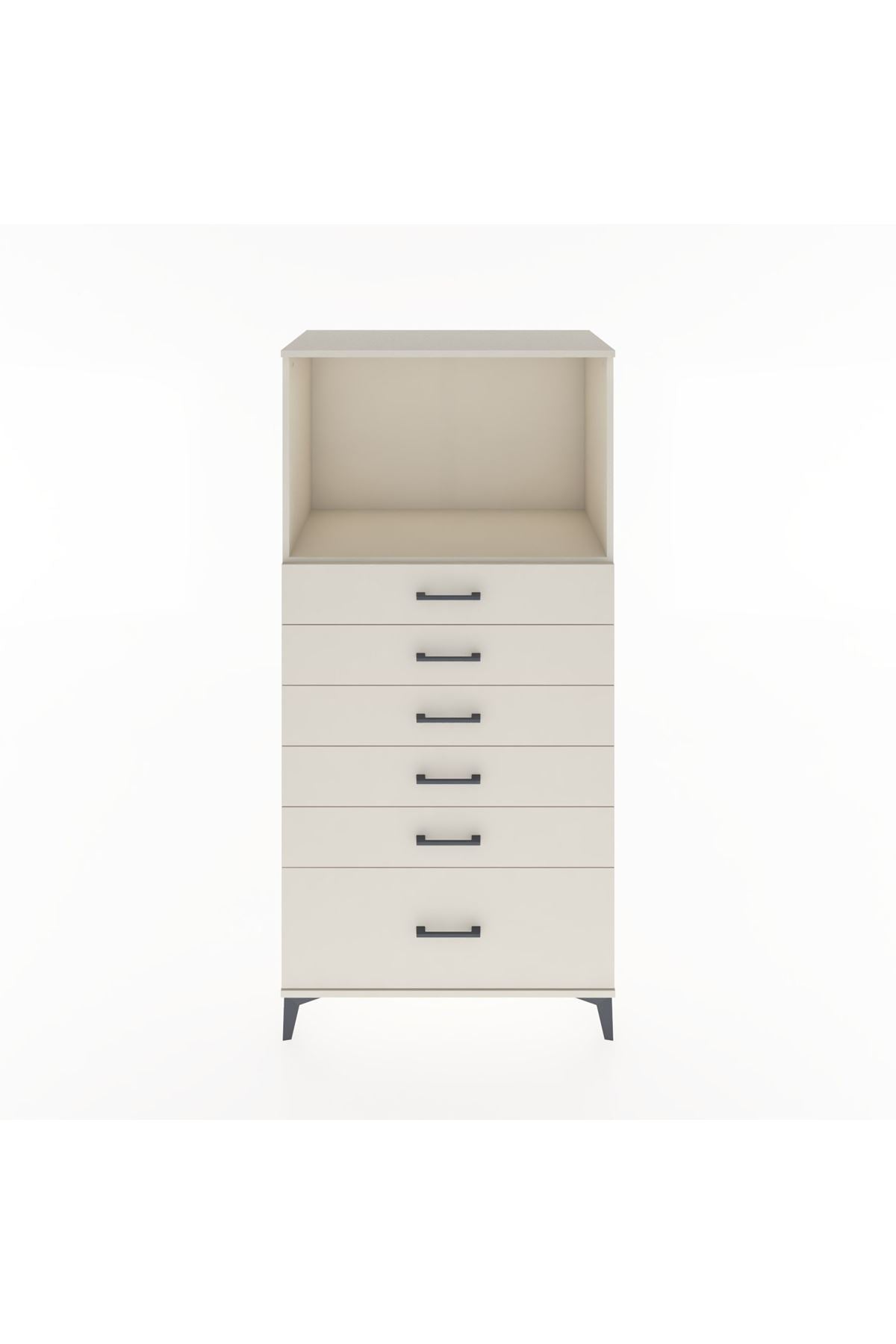 Hyperion Dolap Tek Raflı 6 Çekmeceli 88x44x182 - S57M039V1B