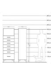 Hyperion Dolap Tek Raflı 7 Çekmeceli 88x44x182 - S57M038V9B
