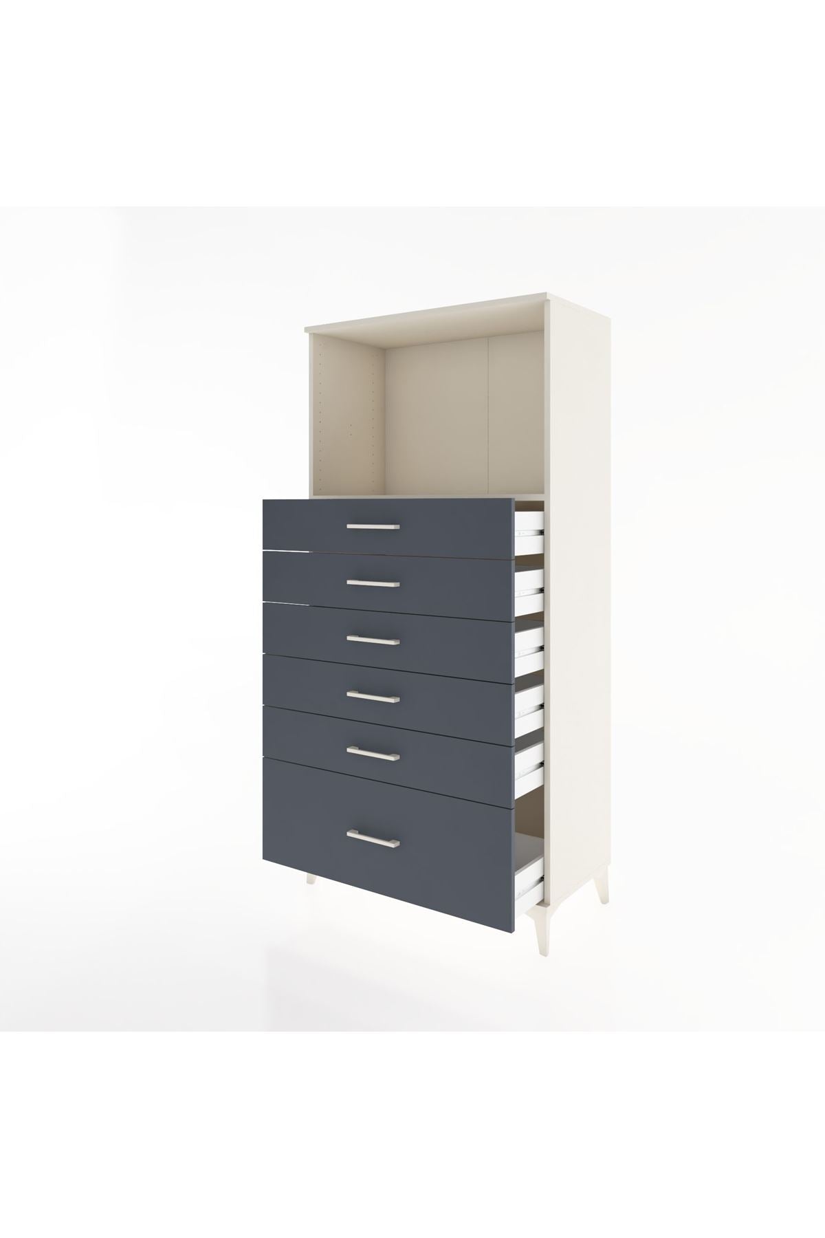 Hyperion Dolap Tek Raflı 6 Çekmeceli 88x44x182 - S57M039V2B