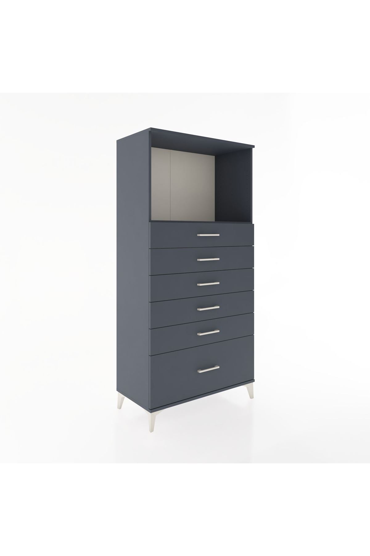 Hyperion Dolap Tek Raflı 6 Çekmeceli 88x44x182 - S57M039V5B