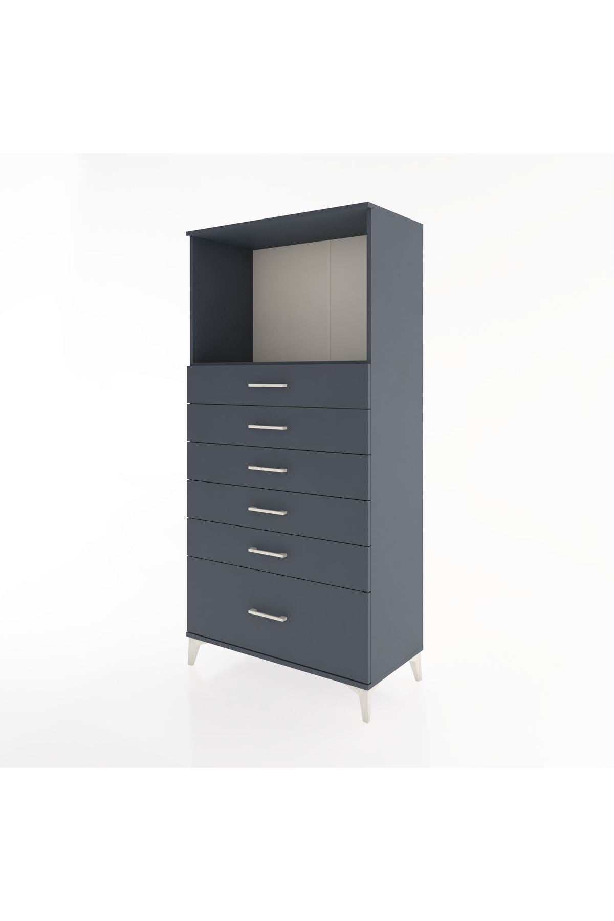 Hyperion Dolap Tek Raflı 6 Çekmeceli 88x44x182 - S57M039V5B