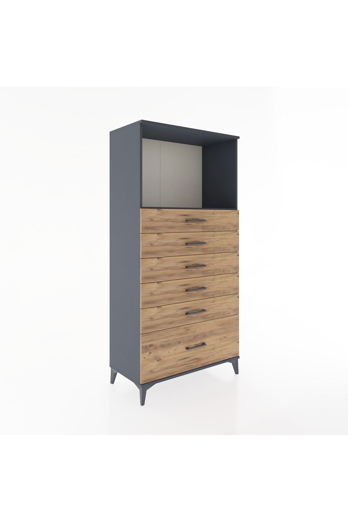 Hyperion Dolap Tek Raflı 6 Çekmeceli 88x44x182 - S57M039V6B