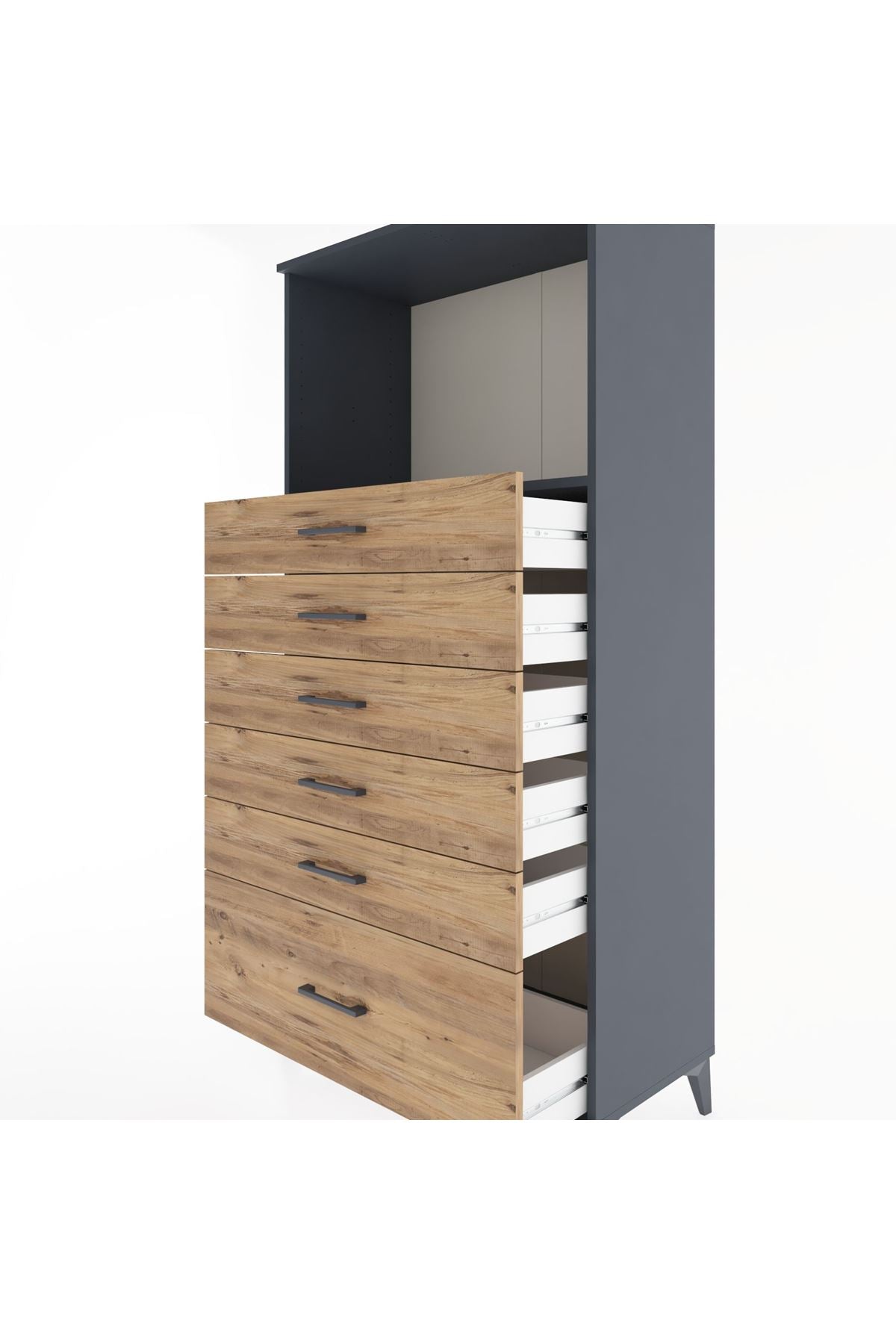 Hyperion Dolap Tek Raflı 6 Çekmeceli 88x44x182 - S57M039V6B