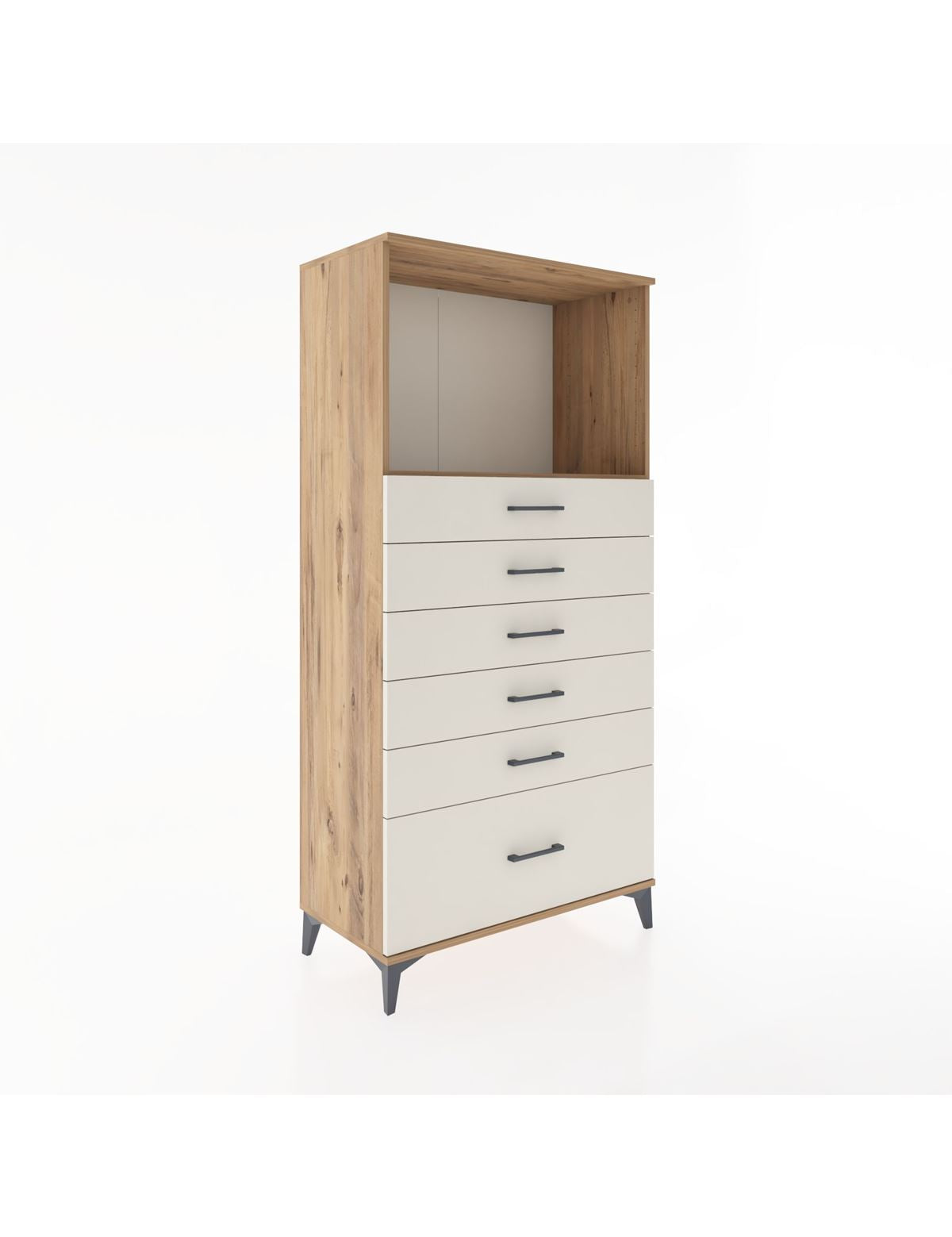 Hyperion Dolap Tek Raflı 6 Çekmeceli 88x44x182 - S57M039V7B