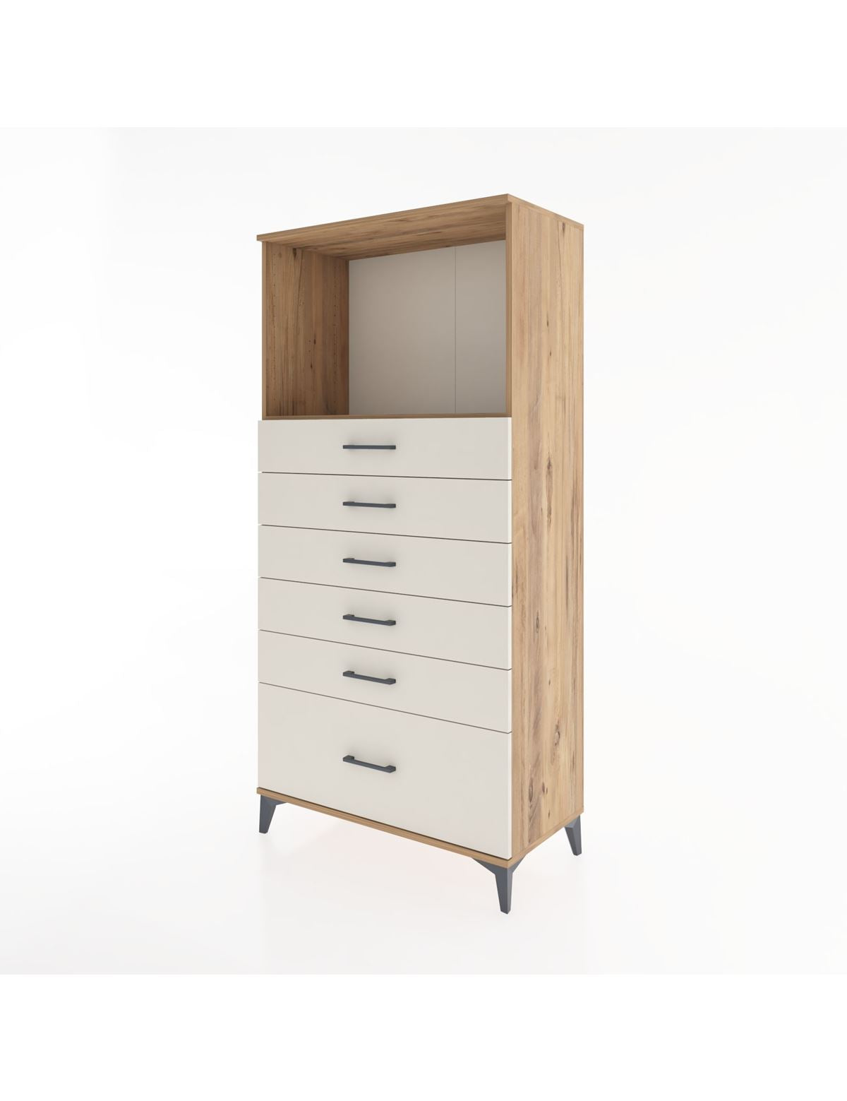 Hyperion Dolap Tek Raflı 6 Çekmeceli 88x44x182 - S57M039V7B