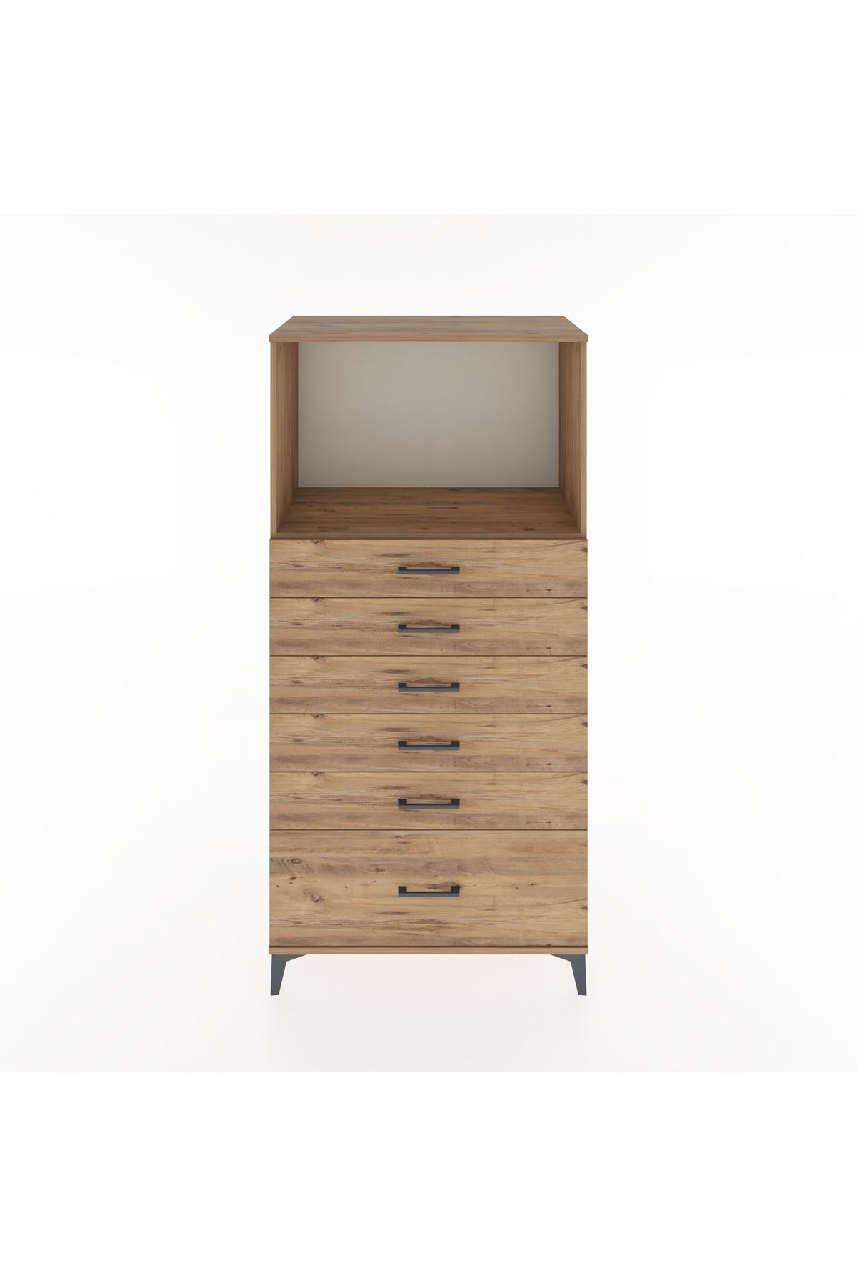 Hyperion Dolap Tek Raflı 6 Çekmeceli 88x44x182 - S57M039V9B