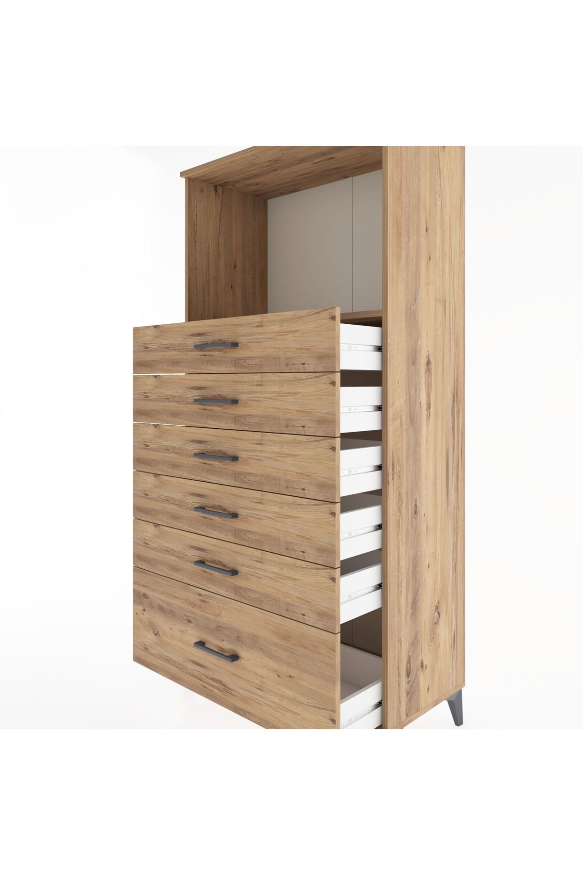 Hyperion Dolap Tek Raflı 6 Çekmeceli 88x44x182 - S57M039V9B