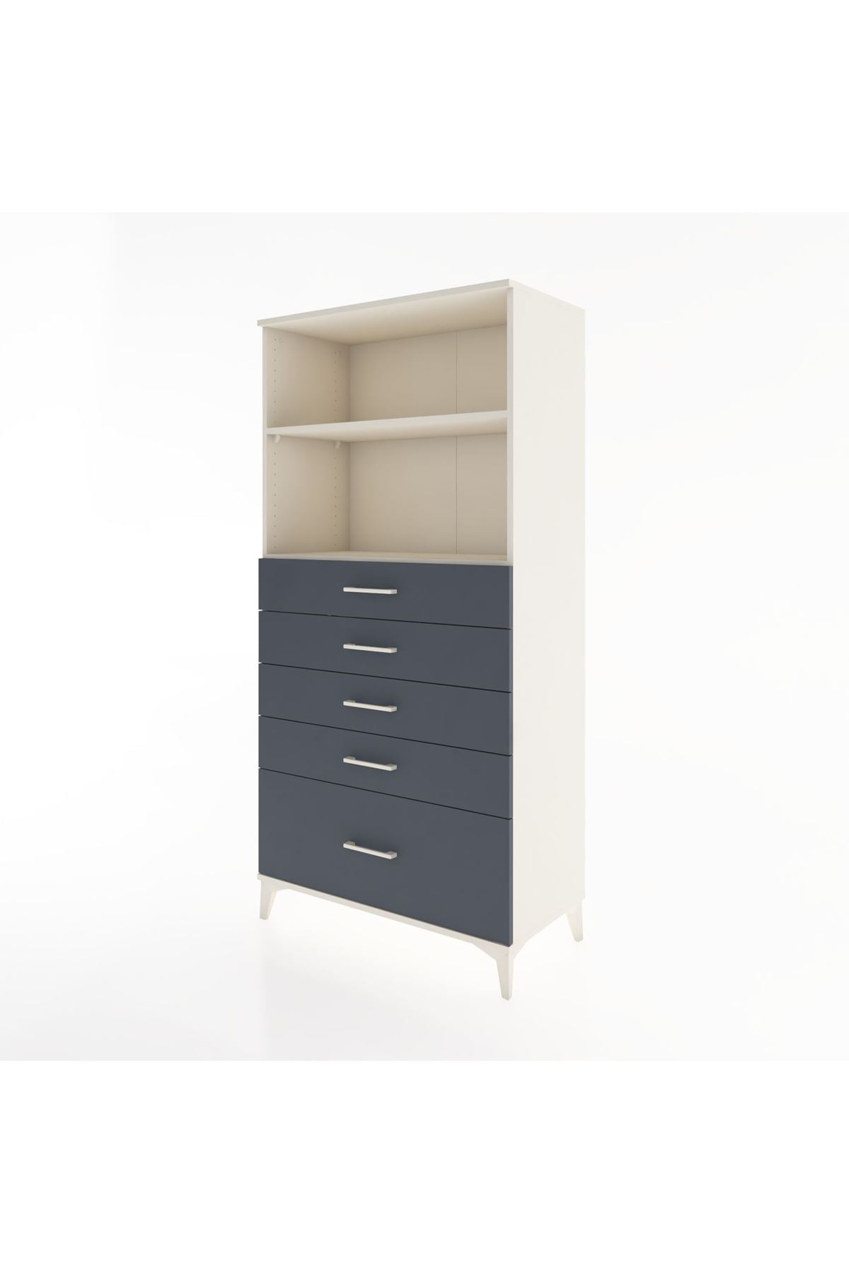 Hyperion Dolap 2 Raflı 5 Çekmeceli 88x44x182 Aytaşı-Antrasit