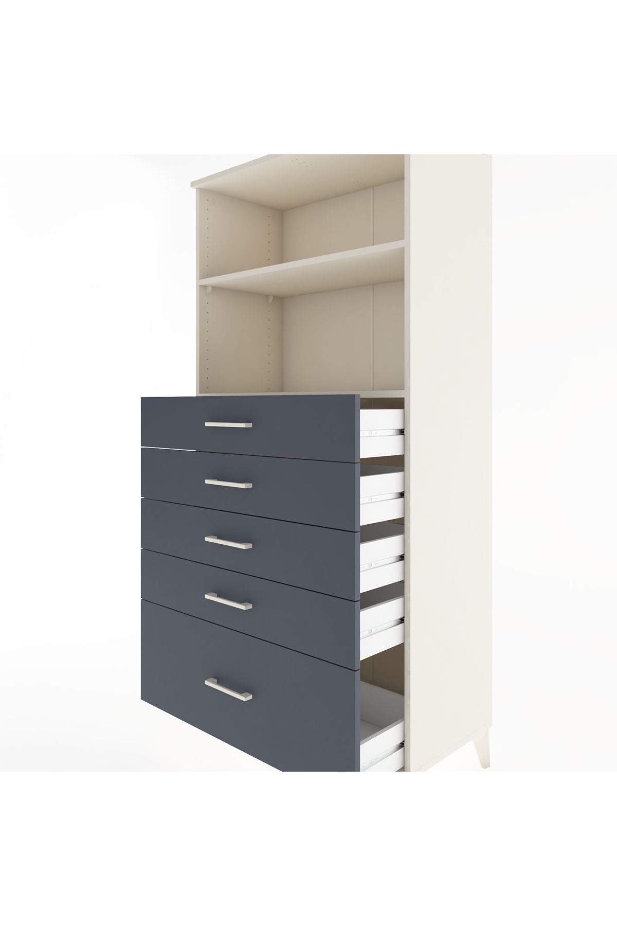 Hyperion Dolap 2 Raflı 5 Çekmeceli 88x44x182 Aytaşı-Antrasit