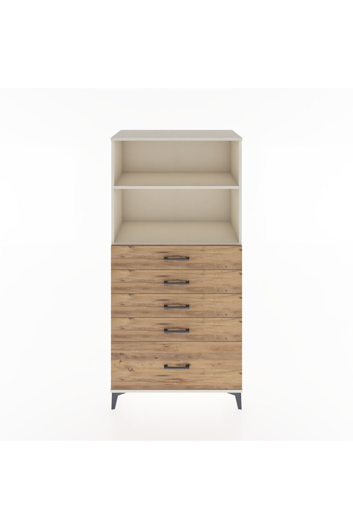 Hyperion Dolap 2 Raflı 5 Çekmeceli 88x44x182 Aytaşı-Çam