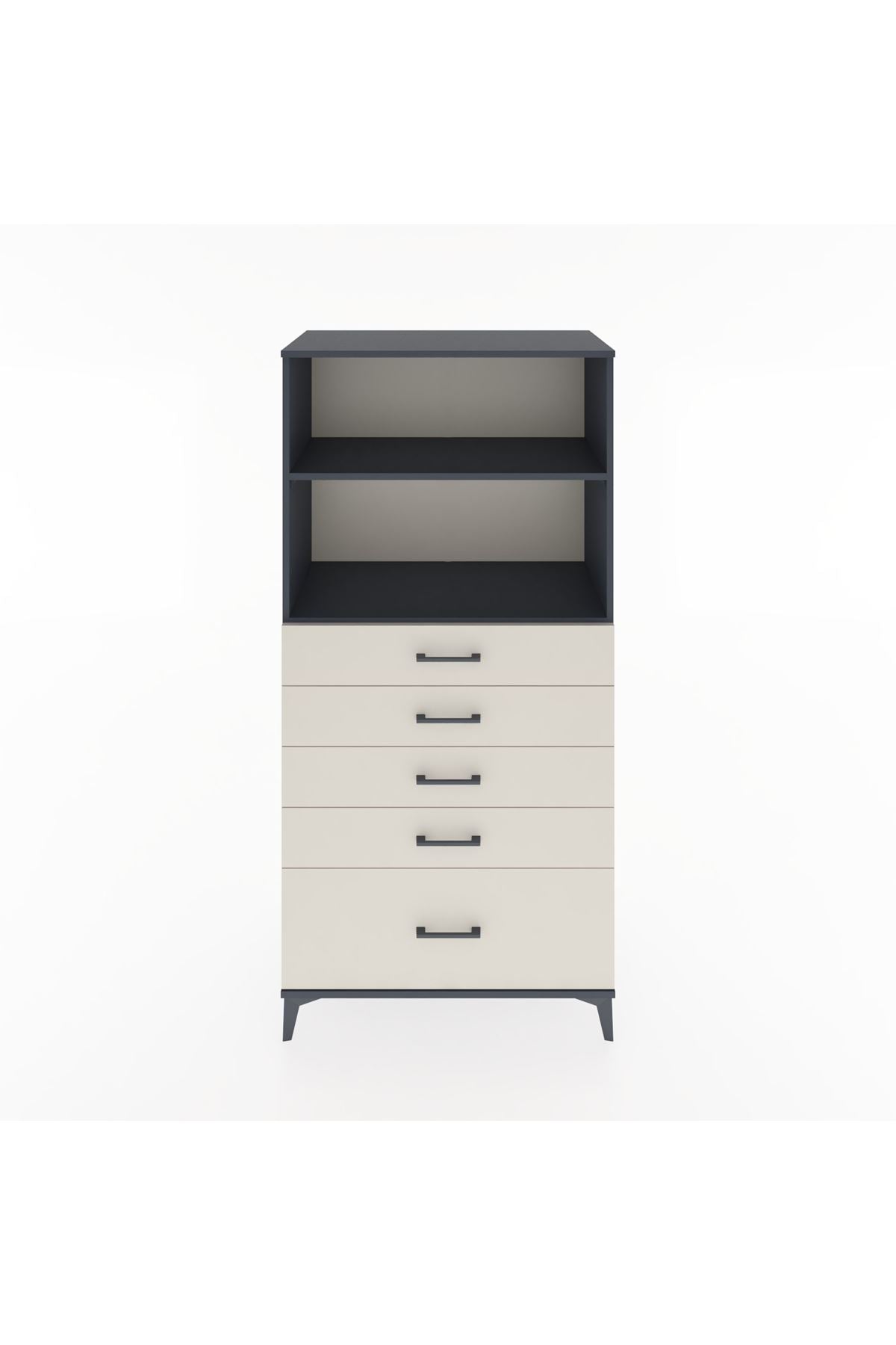 Hyperion Dolap 2 Raflı 5 Çekmeceli 88x44x182 Antrasit-Aytaşı