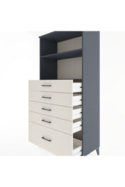 Hyperion Dolap 2 Raflı 5 Çekmeceli 88x44x182 Antrasit-Aytaşı