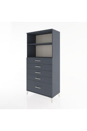 Hyperion Dolap 2 Raflı 5 Çekmeceli 88x44x182 Antrasit-Antrasit