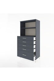 Hyperion Dolap 2 Raflı 5 Çekmeceli 88x44x182 Antrasit-Antrasit