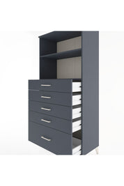 Hyperion Dolap 2 Raflı 5 Çekmeceli 88x44x182 Antrasit-Antrasit