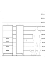 Hyperion Dolap 2 Raflı 5 Çekmeceli 88x44x182 Antrasit-Antrasit