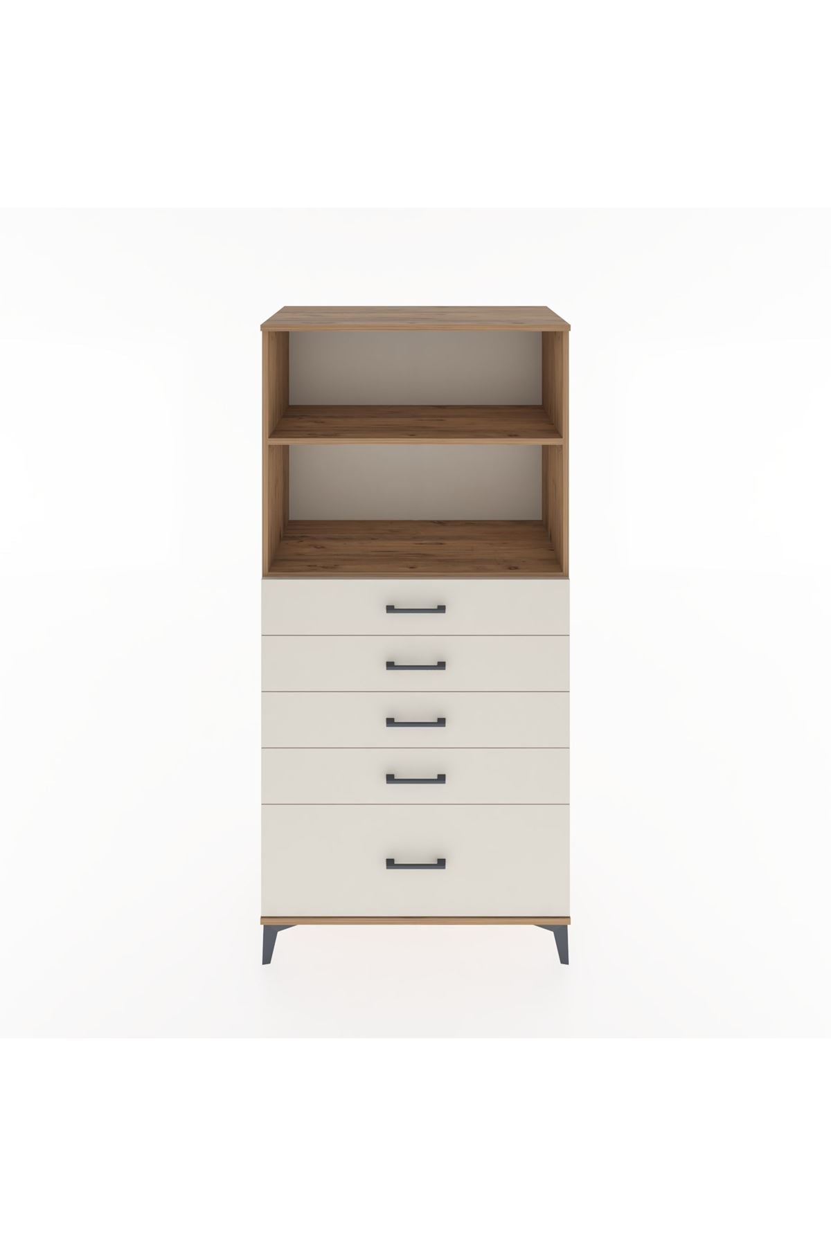 Hyperion Dolap 2 Raflı 5 Çekmeceli 88x44x182 Çam-Aytaşı