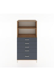 Hyperion Dolap 2 Raflı 5 Çekmeceli 88x44x182 Çam-Antrasit