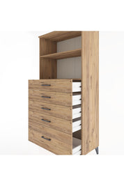 Hyperion Dolap 2 Raflı 5 Çekmeceli 88x44x182 Çam-Çam
