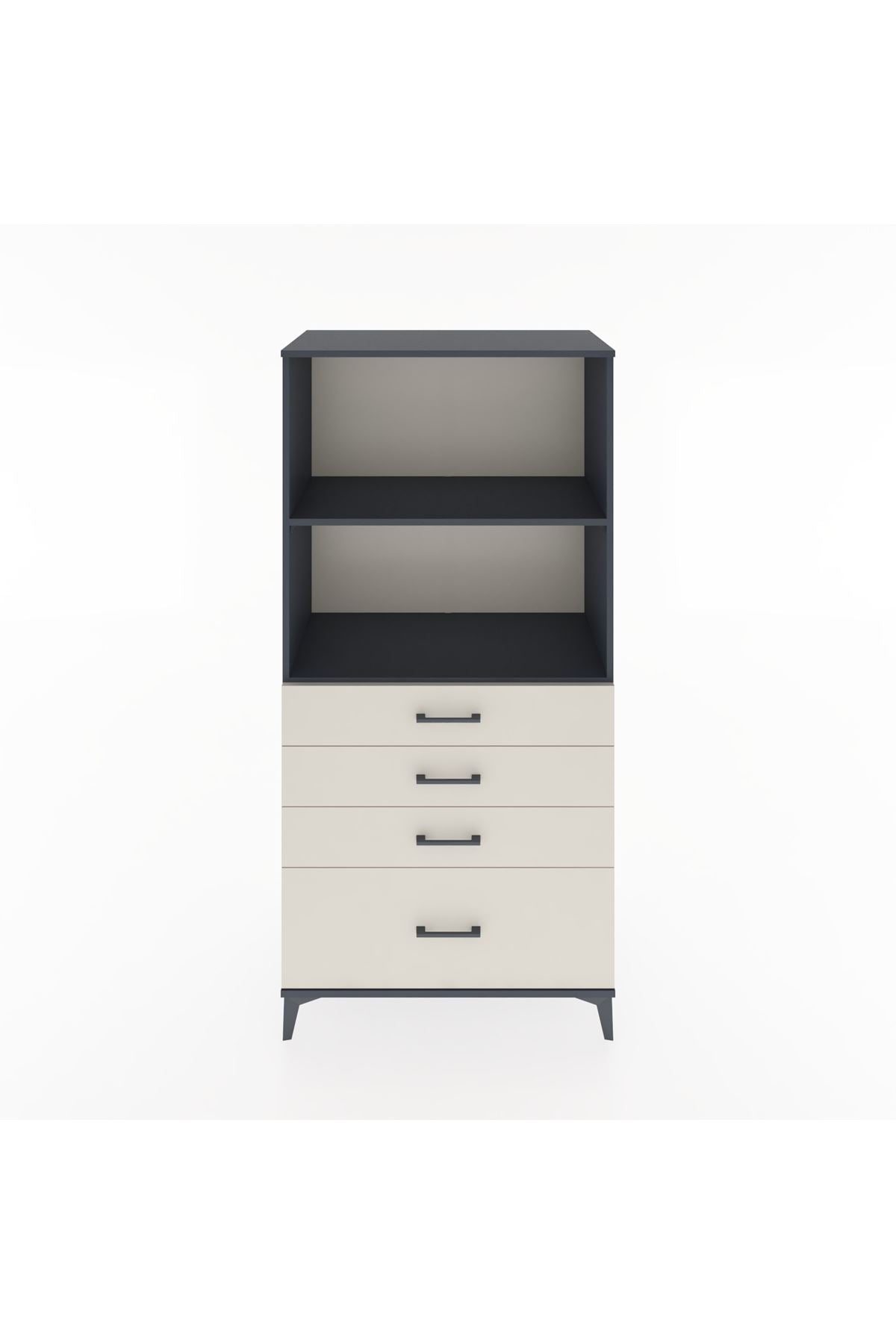 Hyperion Dolap 2 Raflı 4 Çekmeceli 88x44x182 Antrasit-Aytaşı