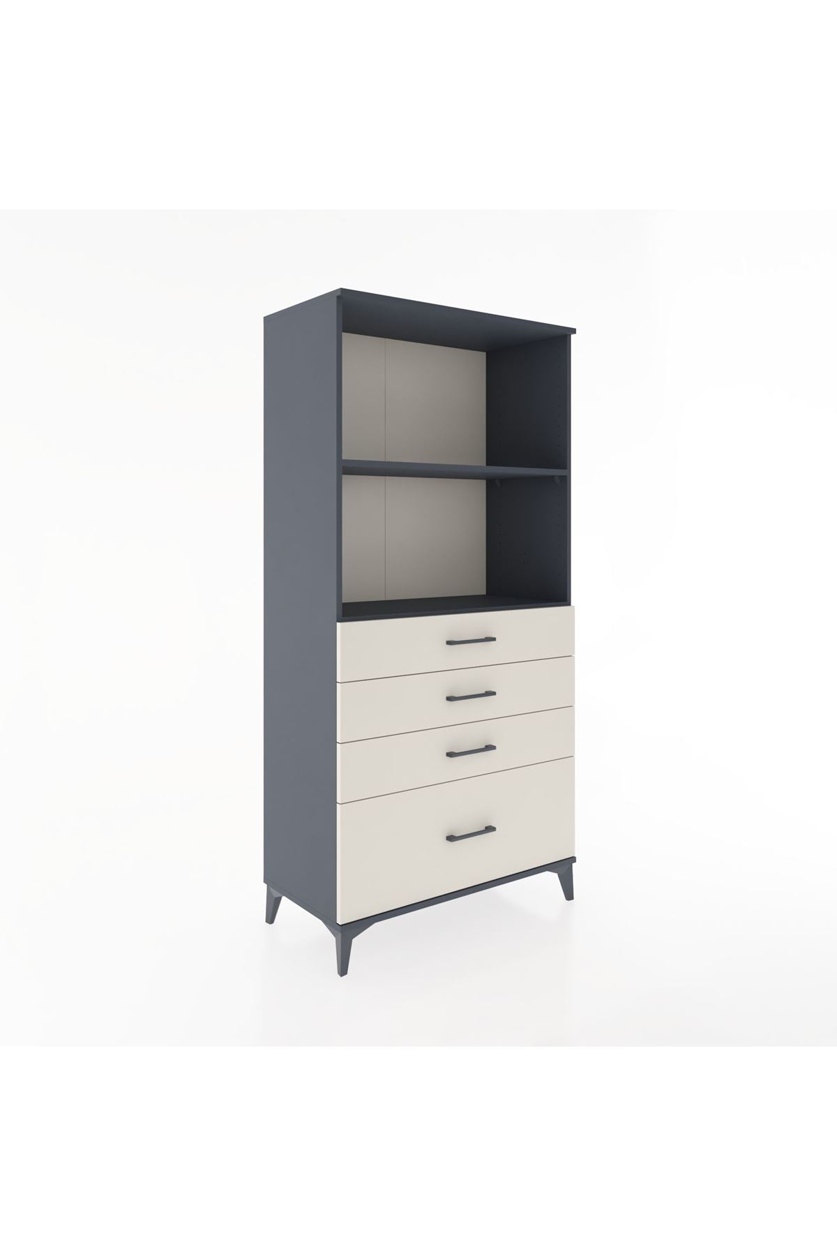 Hyperion Dolap 2 Raflı 4 Çekmeceli 88x44x182 Antrasit-Aytaşı