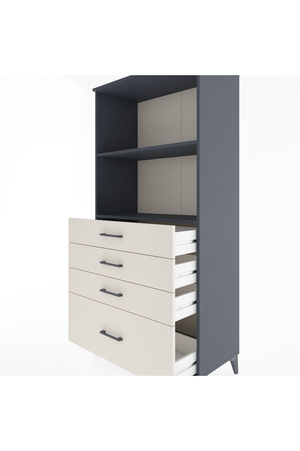 Hyperion Dolap 2 Raflı 4 Çekmeceli 88x44x182 Antrasit-Aytaşı