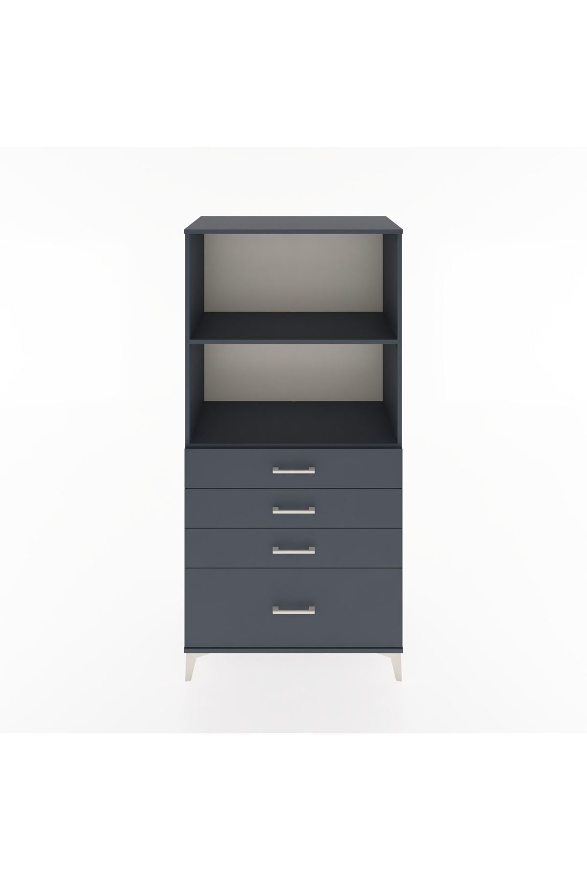 Hyperion Dolap 2 Raflı 4 Çekmeceli 88x44x182 Antrasit-Antrasit