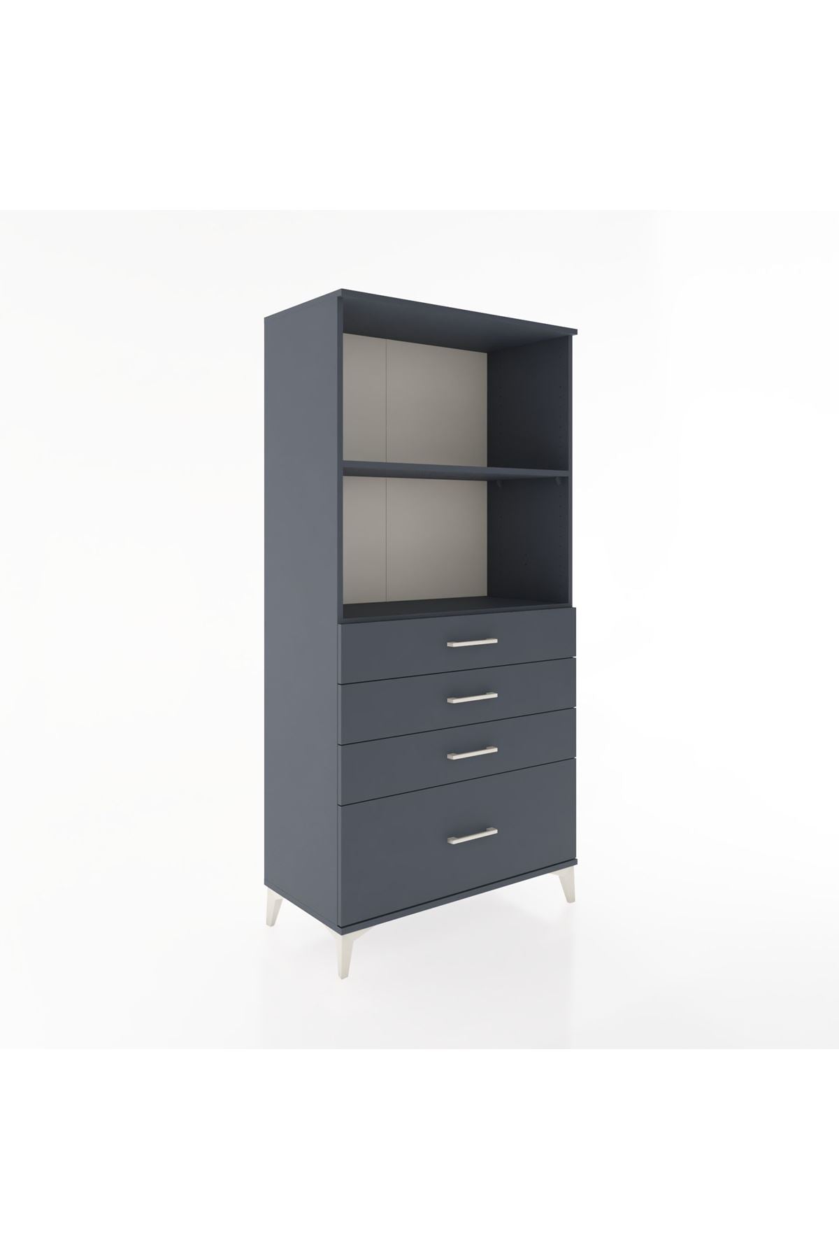 Hyperion Dolap 2 Raflı 4 Çekmeceli 88x44x182 Antrasit-Antrasit