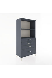 Hyperion Dolap 2 Raflı 4 Çekmeceli 88x44x182 Antrasit-Antrasit