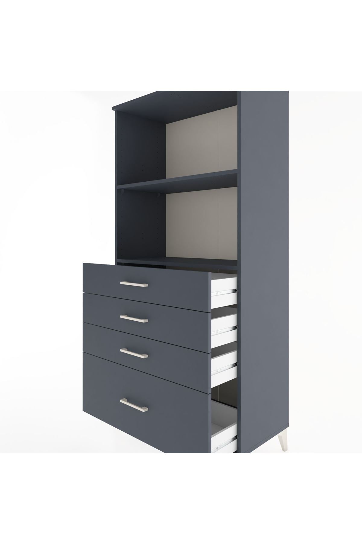 Hyperion Dolap 2 Raflı 4 Çekmeceli 88x44x182 Antrasit-Antrasit