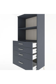 Hyperion Dolap 2 Raflı 4 Çekmeceli 88x44x182 Antrasit-Antrasit