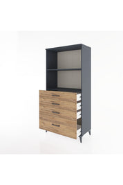 Hyperion Dolap 2 Raflı 4 Çekmeceli 88x44x182 Antrasit-Çam
